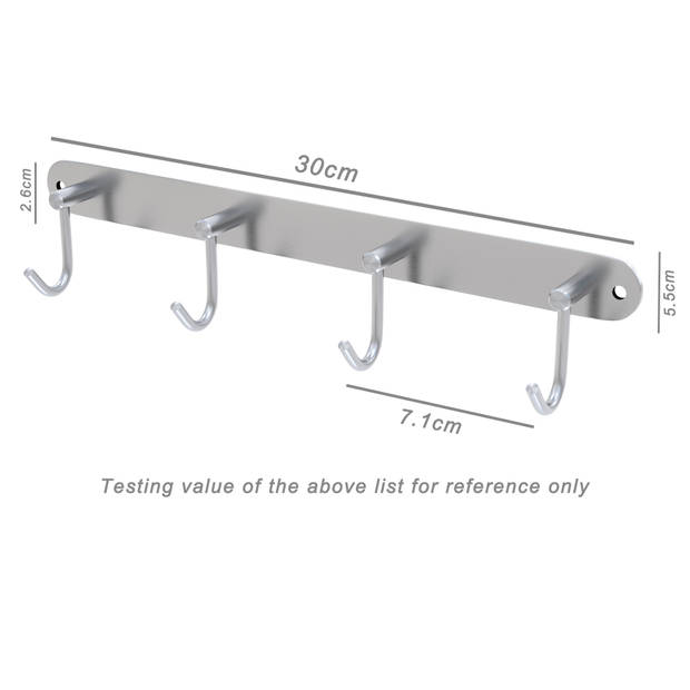 Intirilife roestvrijstalen kapstok model c - 4 haken - jashaken in 5 verschillende designs kledinghaken garderobe