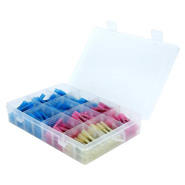 Intirilife set van 200 stuks krimpverbinders, in 3 maten, set van 200 stuks met koperen buis (0,8-1,0 mm dun)