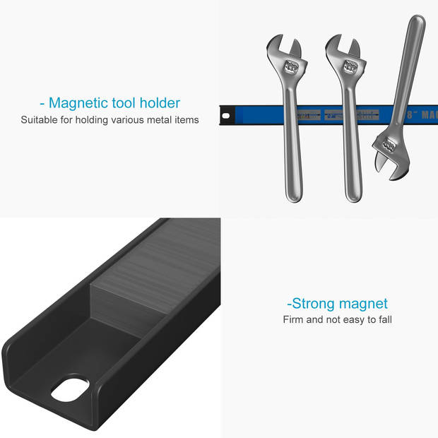 Intirilife 3x magnetische strips gereedschap houder - totale 45.5x2.3x1.3 cm - magnetisch oppervlak 40x1.8 cm