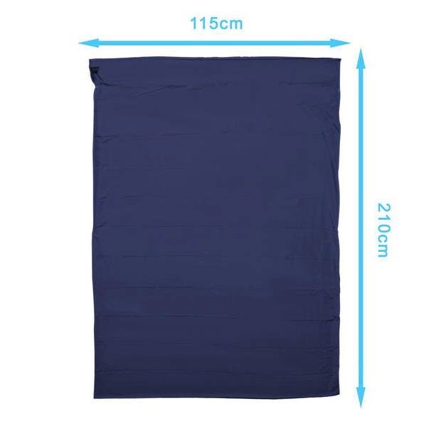 Intirilife polyester slaapzak 115 cm x 210 cm in donkerblauw - lichtgewicht reislaken met opbergtas