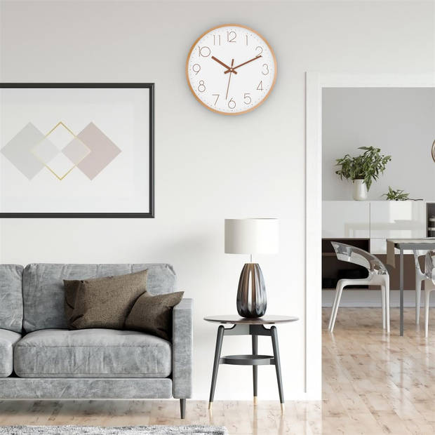 Intirilife wandklok in rosé goud - wit met 30,5 cm diameter - praktische tijdweergave chronometer stijlvol voor elke kam