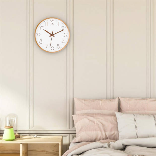 Intirilife wandklok in rosé goud - wit met 30,5 cm diameter - praktische tijdweergave chronometer stijlvol voor elke kam