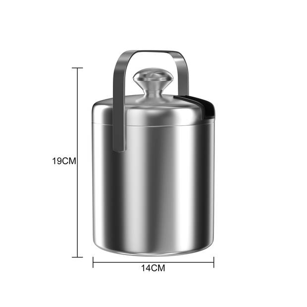 Intirilife 4-delige ijsemmer set van 1.3 liter van roestvrij staal met tang en deksel - geïsoleerde, dubbelwandig