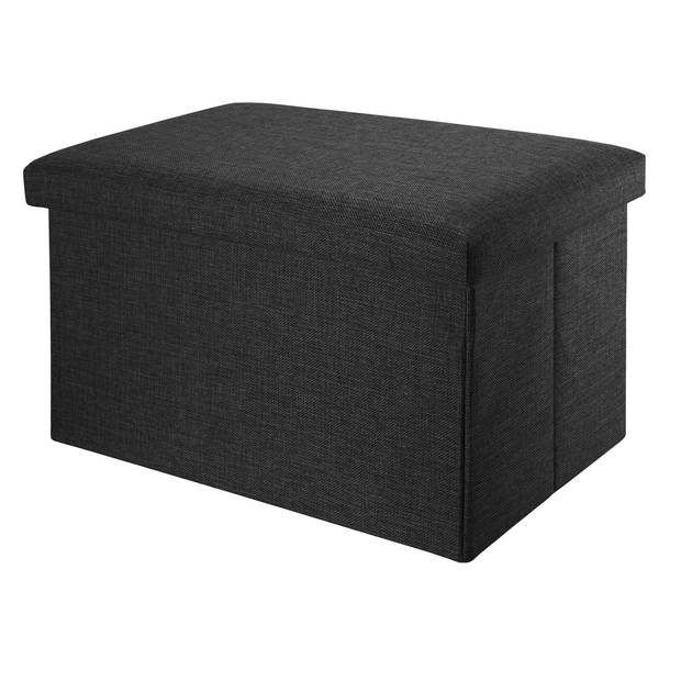 Intirilife opklapbare krukje bank 78x38x38 cm in diamond black - kubusvormige zitting met opbergruimte en hoes van stof