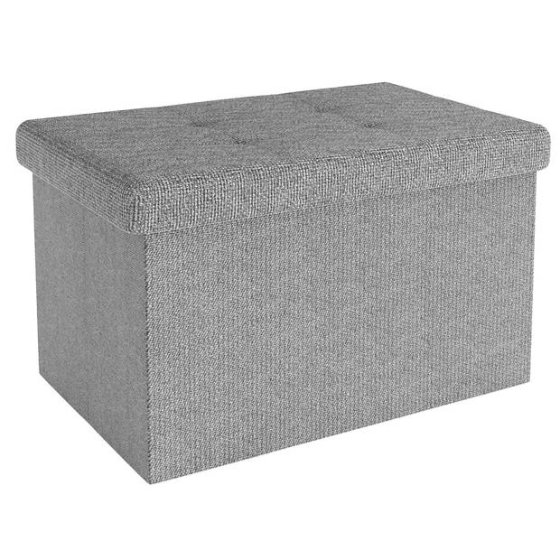 Intirilife opvouwbare bank 49x30x30 cm in grey kruk stoel poef met opbergruimte en bekleding van stof met verdiepingen