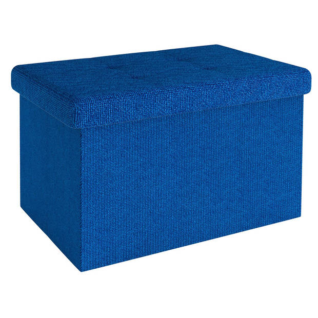 Intirilife opvouwbare kruk 49x30x30 cm in ocean blue bank stoel met opbergruimte en deksel van stof opbergbox kist