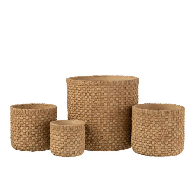 J-line - Bloempot Gewoven Cement Beige Extra Large - 27x27x24.5cm