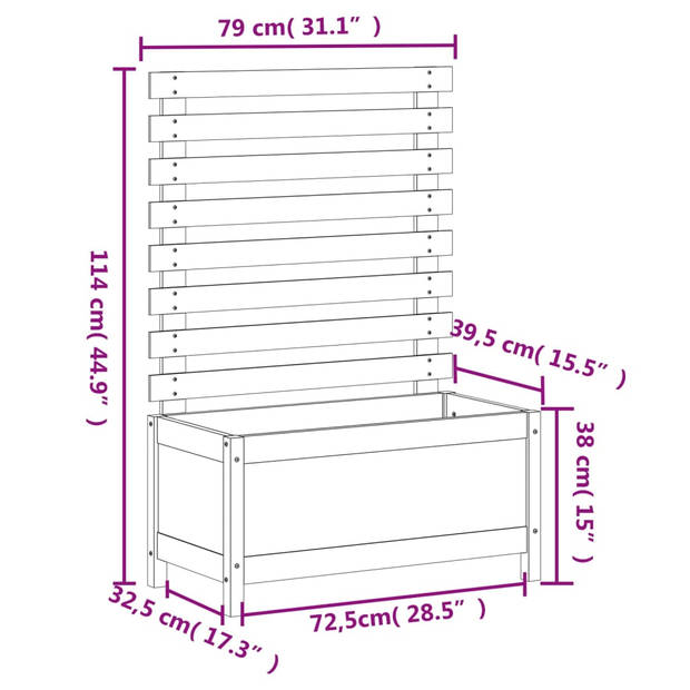 vidaXL Plantenbak met rek 79x39,5x114 cm massief douglashout