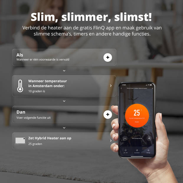 FlinQ Slimme Hybrid Verwarming - Infrarood & Convectorkachel - Wit