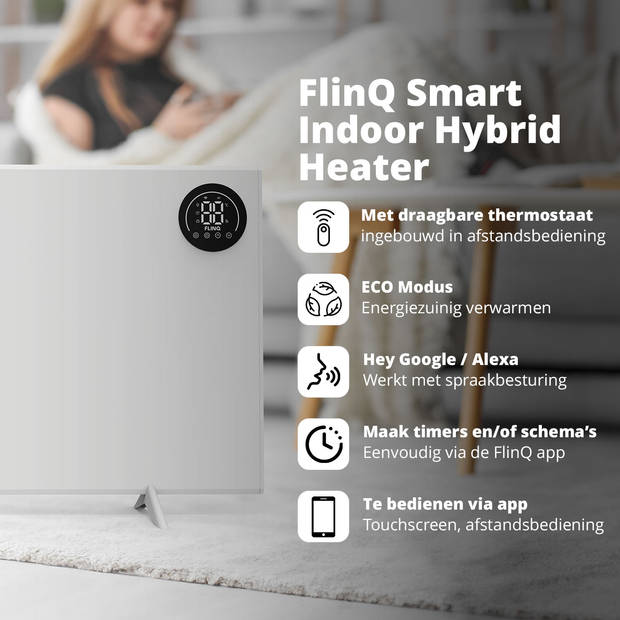 FlinQ Slimme Hybrid Verwarming - Infrarood & Convectorkachel - Wit