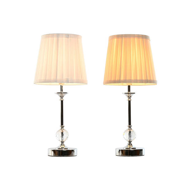 Bureaulamp Home ESPRIT Wit Beige Metaal 25 W 220 V 20 x 20 x 46 cm (2 Stuks)