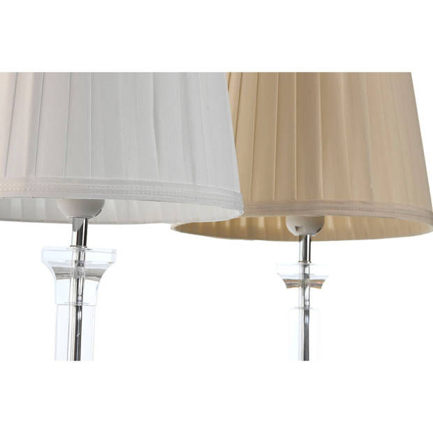 Bureaulamp Home ESPRIT Wit Beige Metaal 60 W 220 V 25 x 25 x 50 cm (2 Stuks)