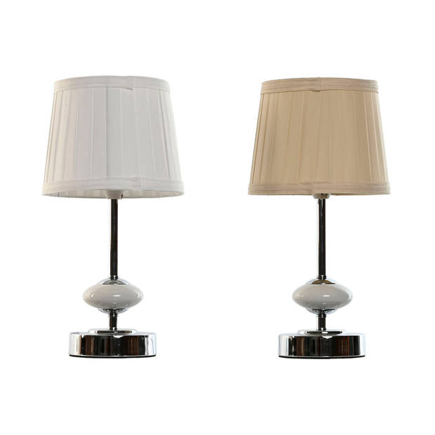 Bureaulamp Home ESPRIT Wit Beige Metaal Porselein 20 W 220 V 17,5 x 17,5 x 35 cm (2 Stuks)