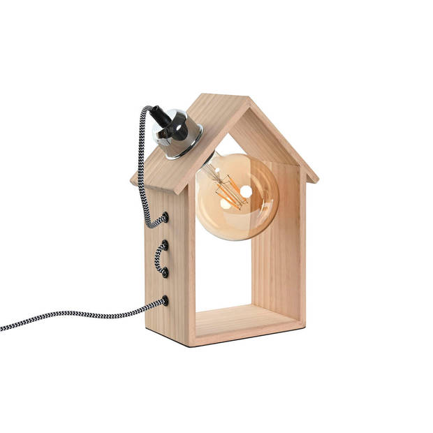 Bureaulamp Home ESPRIT Bruin Zilverkleurig Natuurlijk Hout Pijnboom 50 W 220 V 18 x 10 x 25 cm