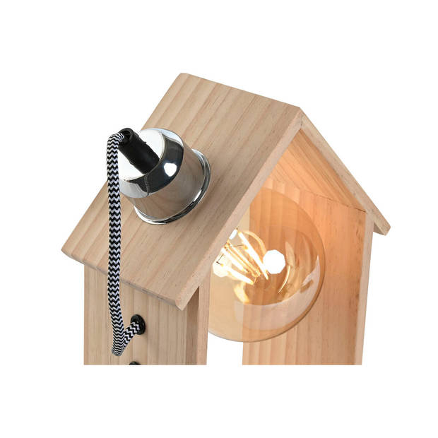 Bureaulamp Home ESPRIT Bruin Zilverkleurig Natuurlijk Hout Pijnboom 50 W 220 V 18 x 10 x 25 cm