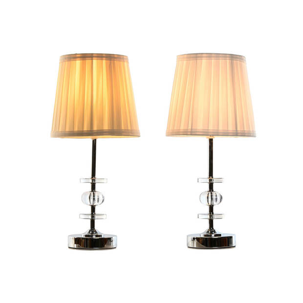 Bureaulamp Home ESPRIT Wit Beige Metaal 25 W 220 V 20 x 20 x 43 cm (2 Stuks)