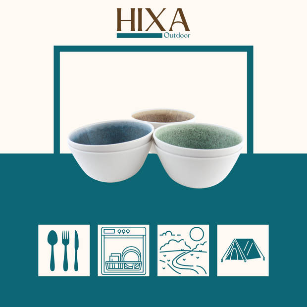 HIXA Melamine Soepkommen - 15cm - 6 Stuks - Campingservies - PINE