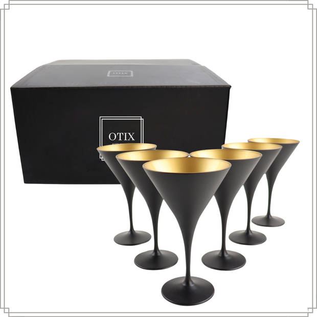 OTIX Martini Glazen - Set van 6 - Cocktailglazen - 230ml - Zwart