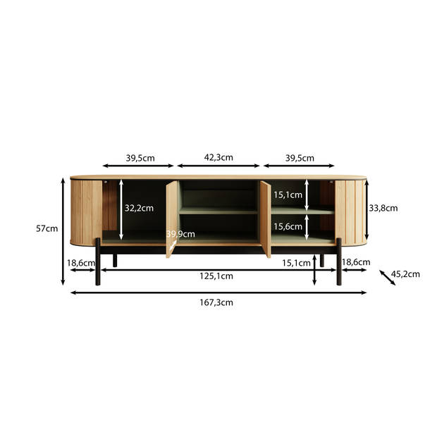 Meubella TV-Meubel Royale - Eiken - 168 cm