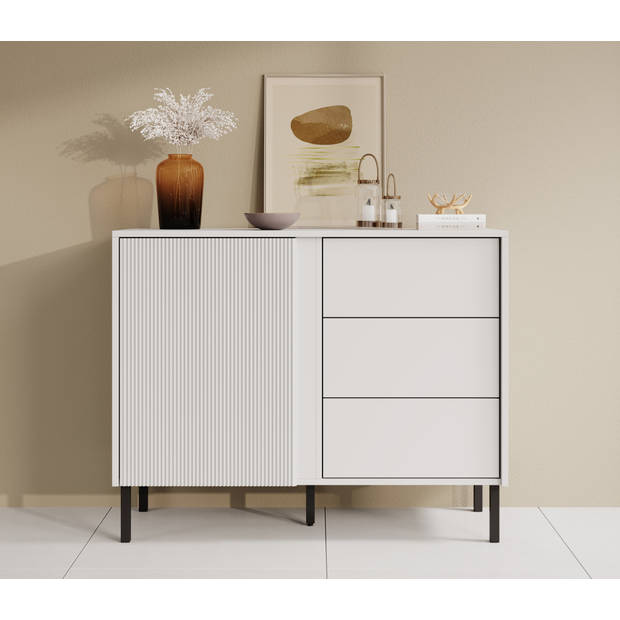 Meubella Dressoir Margareth - Wit - 100 cm - 3 lades