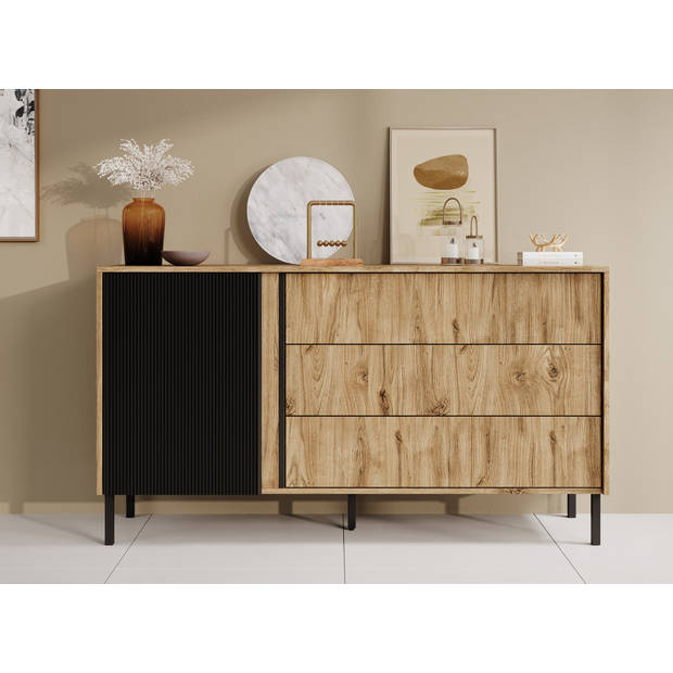 Meubella Dressoir Margareth - Eiken - 145 cm - 3 lades