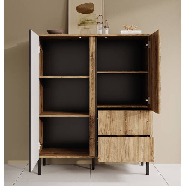 Meubella Dressoir Margareth - Eiken - 100 cm - Hoog