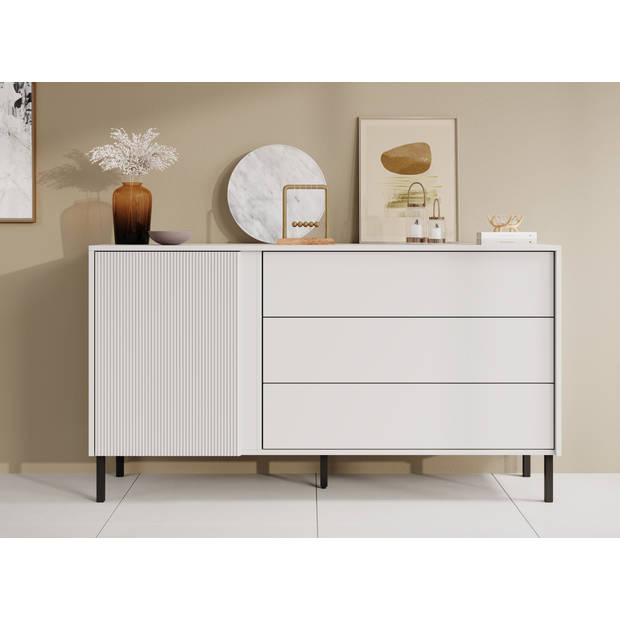 Meubella Dressoir Margareth - Wit - 145 cm - 3 lades