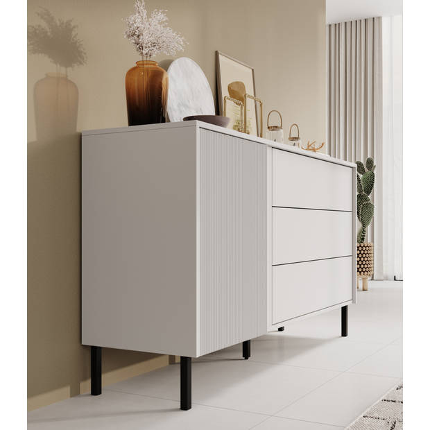 Meubella Dressoir Margareth - Wit - 145 cm - 3 lades