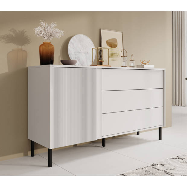 Meubella Dressoir Margareth - Wit - 145 cm - 3 lades