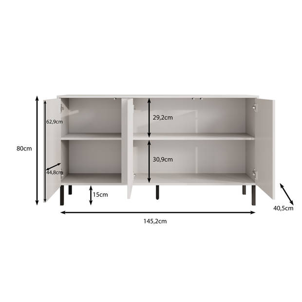 Meubella Dressoir Margareth - Eiken - 145 cm