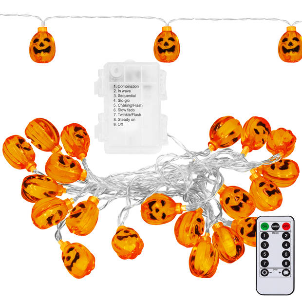 Springos Halloween Decoratie - Lichtslingers - Verlichting - Pompoenen - 20 Led