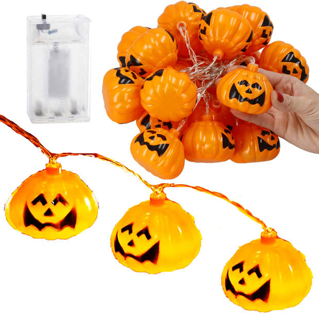 Springos Halloween Decoratie - Lichtslingers - Verlichting - Pompoenen - 20 LED