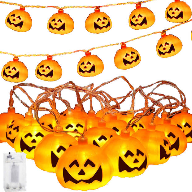 Springos Halloween Decoratie - Lichtslingers - Verlichting - Pompoenen - 20 LED