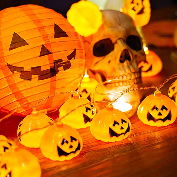 Springos Halloween Decoratie - Lichtslingers - Verlichting - Pompoenen - 20 LED