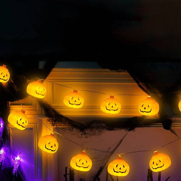 Springos Halloween Decoratie - Lichtslingers - Verlichting - Pompoenen - 10 LED