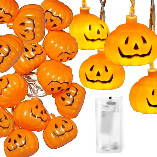 Springos Halloween Decoratie - Lichtslingers - Verlichting - Pompoenen - 10 LED