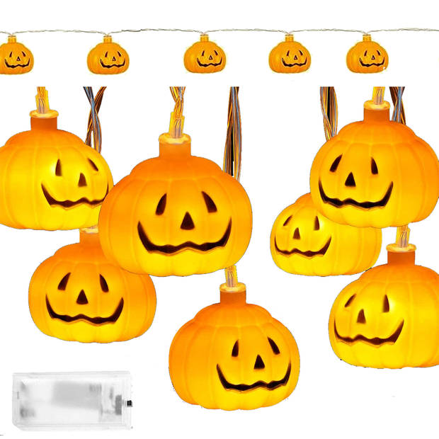 Springos Halloween Decoratie - Lichtslingers - Verlichting - Pompoenen - 10 LED