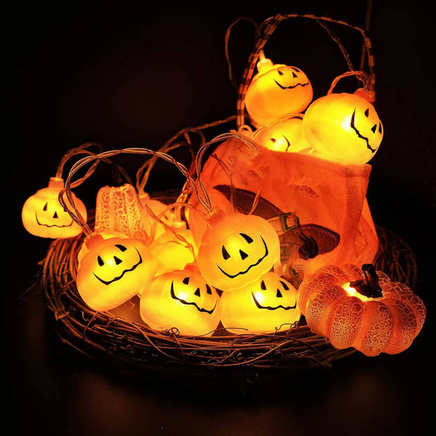 Springos Halloween Decoratie - Lichtslingers - Verlichting - Pompoenen - 10 LED