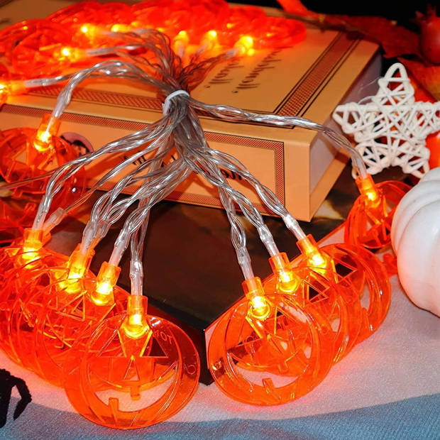 Springos Halloween Decoratie - Lichtslingers - Slinger - Verlichting - Pompoen - 20 LED