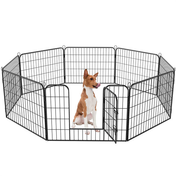 Avalo Puppyren Ø210cm Opvouwbaar Zwart - 8 panelen 80x60cm - Dierenren / Konijnenren / Hondenren