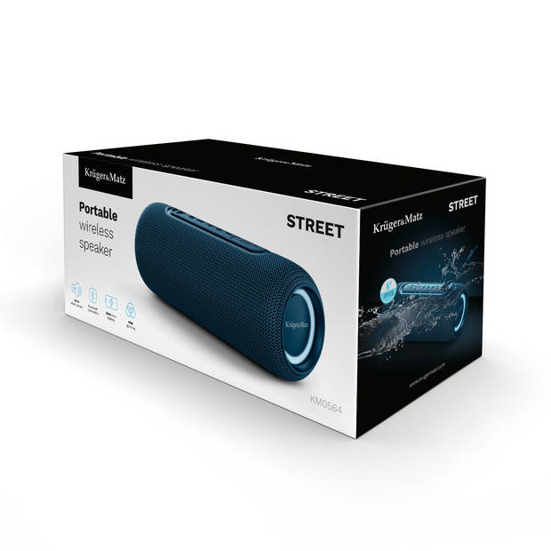 Krüger & Matz Street Draadloze Draagbare Bluetooth 5.0 Speaker Waterdicht - 20W - Blauw