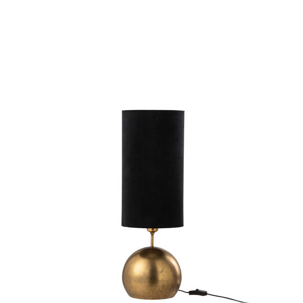 J-line - Lamp Bol Ijzer/fluweel Goud/zwart - 20.5x20.5x58cm