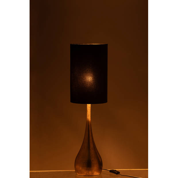 J-line - Lamp Druppel Ijzer/fluweel Goud/zwart Small - 20.5x20.5x77cm