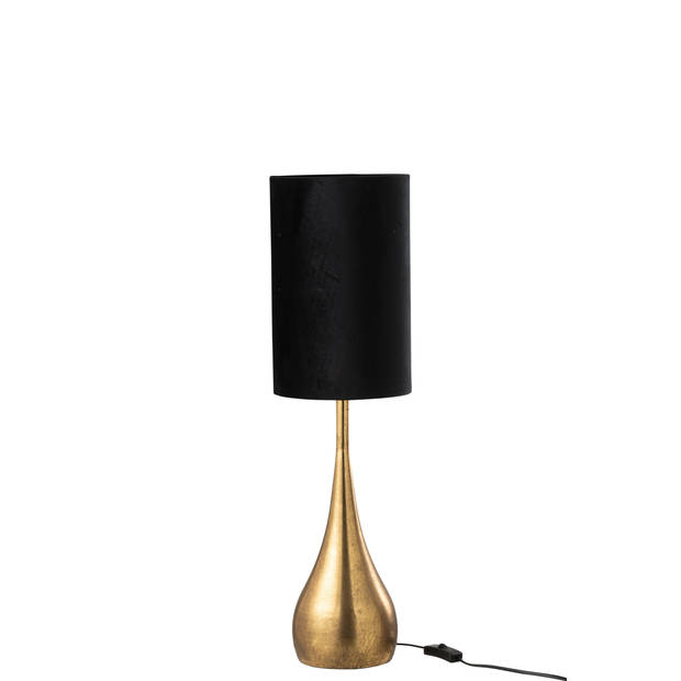 J-line - Lamp Druppel Ijzer/fluweel Goud/zwart Small - 20.5x20.5x77cm