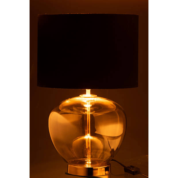 J-line - Lamp Transparant Glas/textiel Goud/zwart - 30x30x31cm