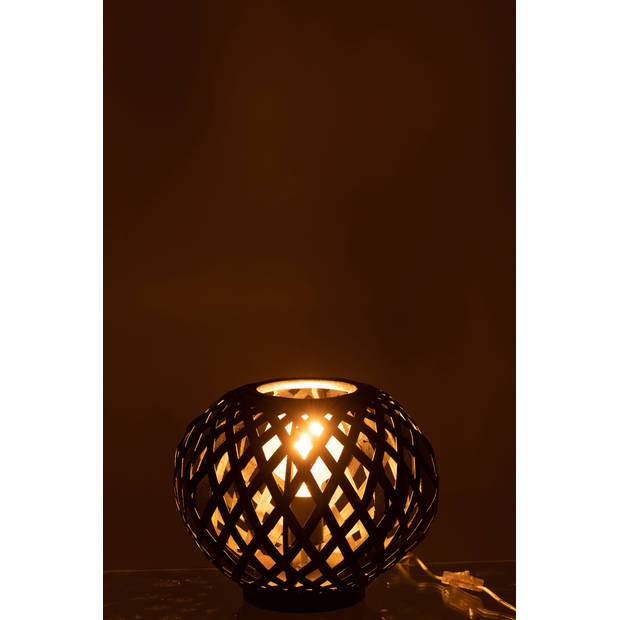 J-line - Table Lamp Bamboo Black - 30x30x24.5cm