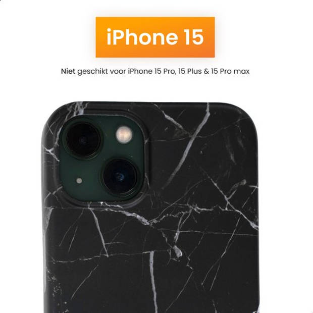 R2B iPhone 15 hoesje Marmer geschikt voor Apple iPhone - Model De Bilt - Inclusief screenprotector - Zwart