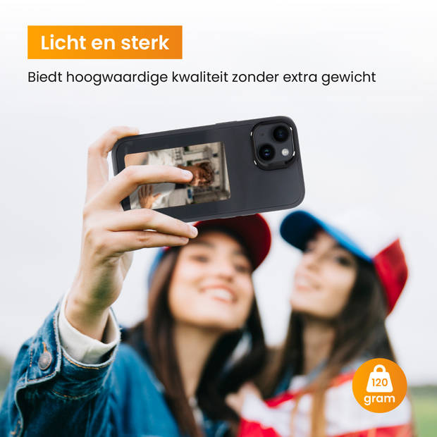 R2B Foto Hoesje geschikt voor iPhone 14 - Incl. Screenprotector - E-ink Telefoonhoesje met eigen foto incl. App - Zwart