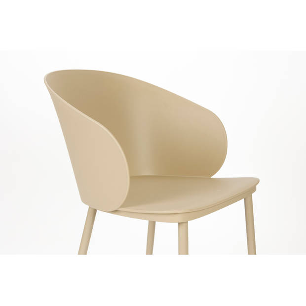 Giga Meubel - Eetkamerstoel Beige - Staal - Zitdiepte 44cm - 57x54x81cm - Gigi