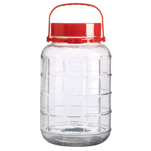 Urban Living Voedsel opslag container - glas - 5 liter - afsluitdop en draag hengsel - voorraadpot - Voorraadpot